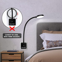 1 x RAW Customer Returns ENUOTEK LED wall reading lamp socket lamp gooseneck black with remote control, 4W 280Lm touch dimmable, neutral white 4000K bedroom lighting, 1 lamp and 1 remote control - RRP €21.99