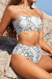 1 x Brand New SHEKINI Women s Swimsuit Two Pieces Bandeau Padded Sexy Adjustable Bikini Top Women s Bikini Set High Waist Abdomen Control Bikini Bottom S, Snakeskin  - RRP €36.95