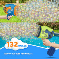 1 x RAW Customer Returns Bubble Gun, 132 Holes Bubble Machine for Kids with 8 Bottles of Bubble Liquid, Bubble Blower Toy Gifts for Adults Children Play and Indoor Outdoor Party - RRP €25.2