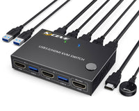 1 x RAW Customer Returns YOUTINGHDAV KVM Switch 2 PC 1 Monitor, USB 3.0 HDMI KVM Switch 2 port, KVM Switch 4K 60Hz EDID Emulator, USB HDMI Switch 2 PC Share 4 USB 3.0 Devices Mouse Keyboard, with Wired Remote and 3 Cables - RRP €43.57