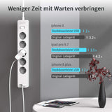 1 x RAW Customer Returns 5-way power strip 3m with USB, NTONPOWER multiple socket surge protection wall mounting, use glue, long extension cable, child safety lock, white, MULTI-WAY - RRP €35.78