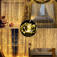 1 x RAW Customer Returns 300 LEDs light curtain indoor fairy lights curtain, GCMacau 3x3m light curtain outdoor battery, hanging curtain battery operated with remote control, fairy lights for Valentine s Day, bedroom, wedding - RRP €25.2