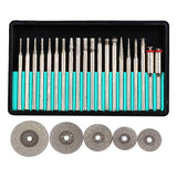 1 x RAW Customer Returns ZFE Diamond Burr Set Diamond Grinder Grinding Bit Drill Set For Dremel, Proxxon Multifunctional Tools-3mm Shank 25pcs Grinding Bit Drill Set  - RRP €9.99