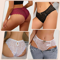 1 x RAW Customer Returns Zhiaek Pack of 5 Sexy Lace Panties for Women Thong Women Sexy Chic Tanga Female Underwear Lingerie Shorties Hipster Stretch Ultra Thin Briefs S-XL - RRP €22.8