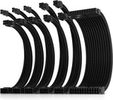 1 x RAW Customer Returns AsiaHorse Update 16AWG PSU Cable Extension, PC Sleeved Cable Kit for GPU CPU, Power Supply Computer Cable Extensions with Cable Combs, 24PIN 6 2 PIN 4 4 PIN Cable Management, 30CM, Black - RRP €35.4