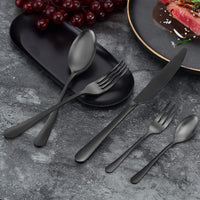 1 x RAW Customer Returns BEWOS cutlery set for 6 people, 30-piece black matt cutlery set including knife, fork, spoon, stainless steel cutlery, dishwasher safe - RRP €34.99