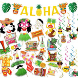 22 x Brand New Hawaiian Luau Party Decoration Hawaiian Photo Booth Selfie Props,Flamingo Hawaiian Luau Banner and Hanging Decor Party Supplies - RRP €448.8