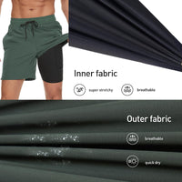 1 x RAW Customer Returns Arcweg Swimming Trunks for Men with Compression Liner 2 in 1 Breathable Swimming Shorts Men Elastic Training Shorts Adjustable Drawstring with Zip Pockets Military Green M - RRP €24.99