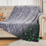 1 x RAW Customer Returns SOCHOW Fleece Blanket Stars in Galaxy, Fluorescent Glow in the Dark Super Soft Blanket, All Season Blanket for Kids 127 x 150 cm, Gray - RRP €24.3