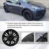 1 x RAW Customer Returns KAVANIC Suitable for Tesla Model Y Wheel Cover, 19 Inch Hub Cap, Matte Black, Supports Logo Symmetry Design 4pcs , Cyclone Style, 2020-2023 Model Y Gemini Replacement Wheel Cover - RRP €239.99