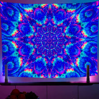 1 x RAW Customer Returns OSVINO Black Light Mandala Tapestry 150x200CM Psychedelic Tapestry Boho Colorful Wallpaper Bohemian Room Decor UV Reactive Hippy Wall Posters for Bedroom - RRP €23.08