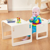 1 x RAW Customer Returns FUNLIO Montessori Table and Chair Set for Children 1-3 Years, Adjustable Height, Ideal for Reading Eating Playing, Easy Assembly, CPC Certified - White - RRP €75.91