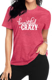 2 x Brand New Beautiful Crazy Shirts Women Country Music T-Shirt Funny Letter Printed Tee Casual Short Sleeve Tops - RRP €55.2