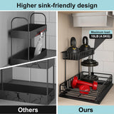 2 x Brand New Nieifi Sink Organizer, 2 Tier Under Sink Shelf with Sliding Drawer, for Bathroom Cabinet, Kitchen Organizer Black 2 Sets - RRP €59.98