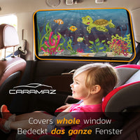 1 x RAW Customer Returns CARAMAZ sun protection car children with UV protection - size XL for large and very large windows up to VAN size - 2 pieces, color turtle design - RRP €19.99