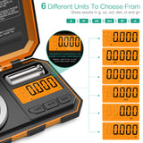 1 x RAW Customer Returns ORIA digital precision scales, 50g 0.001g milligram scales, precision scales, pocket scales, jewelry scales, portable mini scales, 50g calibration weights tweezers, tare function, LCD display - orange - RRP €22.18