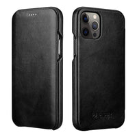 1 x RAW Customer Returns ICARER Leather Case for iPhone 12 Pro Max Case Vintage Antique Cell Phone Case Leather Case with Hidden Magnetic Closure Only for Apple iPhone 12 Pro Max 6.7 Black  - RRP €24.94