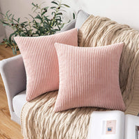 1 x RAW Customer Returns MIULEE Set of 2 Cushion Covers Corduroy Cushion Cover Decorative Pillowcase Sofa Cushion Couch Cushion Throw Pillow Decorative Pillowcase Decorative Cushion Cover with Hidden Zipper 45 x 45 cm Pink - RRP €14.69