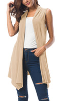 1 x RAW Customer Returns Urban GoCo Women s Sleeveless Draped Cardigan Vest Large, Apricot  - RRP €23.86