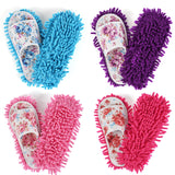 1 x Brand New WPAJIRZO 4x Mop Shoes Microfiber Cleaning Slippers Floor Cleaning Slippers Washable Reusable Mop Shoes for Bathroom Office Kitchen Floral Pattern Size 40-42 - RRP €27.22