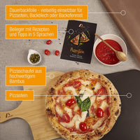 1 x RAW Customer Returns Amazy pizza stone including bamboo pizza shovel, permanent baking foil and recipe booklet The bread baking stone heat-resistant, black gives your pizza the taste of Italian crispy stone oven pizza - RRP €29.99