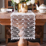 1 x Brand New ARTABLE Lace Rose Rectangle Table Flag Tablecloth Pastoral Retro Exquisite Dining Table Coffee Table Fireplace Cabinet Dresser Wedding Holiday White-5, 32 x 90 cm  - RRP €20.4