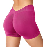 1 x RAW Customer Returns Yiifit Sport Shorts Women V Back 3.5 Scrunch Butt Gym Shorts High Waist Crossback Leggings Sports Pants Short for Summer Fitness Workout Pink Medium - RRP €19.24