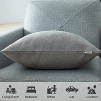 1 x RAW Customer Returns Topfinel Cushion Covers Plain Chenille Decorative Cushion Cover with Hidden Zip for Sofa Car Bed Set of 2 40 x 80 cm Fehgrau - RRP €15.12