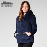 1 x RAW Customer Returns CityComfort Women s Pullover, Hoodie - Super Soft Fluffy Hoodie Pullover, Women s Fleece Pullover - Gifts, Hoodie for Women Navy Blue, XL  - RRP €27.6