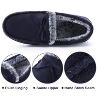 1 x Brand New DL Slippers Men s Plush Moccasins Slippers with Memory Foam Winter Warm Slippers for Men Faux Fur Lined Closed Toes Non-Slip Rubber Sole Slippers Slippers, 45 EU - RRP €24.99