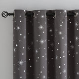 1 x Brand New CUCRAF Opaque Dark Grey Curtains with Eyelets Silver Foil Star Design Thick Curtains Blackout Thermal Curtain for Bedroom, Children s Room, Set of 2 H 225 x W 140 cm, Dark Grey - RRP €43.86