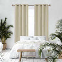 1 x RAW Customer Returns Deconovo Opaque Curtains with Cold Protection Curtain Opaque Cold Protection Curtain Opaque, 183 x 132 cm Height x Width , Beige, Set of 2 - RRP €28.49