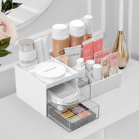 1 x RAW Customer Returns Winter Shore White Make Up Organizer - Multifunctional Cosmetic Organizer for Dressing Table, Chest of Drawers, Vanity - Organizer Makeup Desk Accessories with Dividers 2 Drawers - RRP €12.1