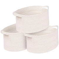 1 x RAW Customer Returns OUTBROS Storage Basket Set of 3, Cotton Rope Braided Basket, Woven Basket, Decorative Braided Storage Basket, Stackable Multi-Purpose Organizational Container, White - RRP €34.46