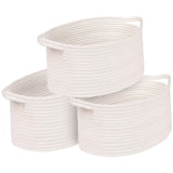 1 x RAW Customer Returns OUTBROS Storage Basket Set of 3, Cotton Rope Braided Basket, Woven Basket, Decorative Braided Storage Basket, Stackable Multi-Purpose Organizational Container, White - RRP €34.02