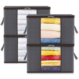 1 x RAW Customer Returns Lifewit 4 Pack Large Storage Box with Lid, Storage Bag for Duvets Clothes Storage Closet Wardrobe Organizer, Foldable Moving Boxes for Blankets Clothes, Gray - RRP €21.99