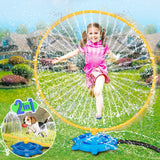 1 x Brand New VATOS 2 IN 1 Water Sprinkler for Kids with Rotating Spray Nozzles Attached to Garden Hose, Summer Outdoor Lawn Backyard Toys for Toddlers Outdoor Sprinkler Games Family Play - RRP €19.99