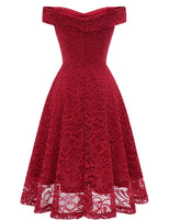 1 x Brand New Homrain Women s Bridesmaid Dresses Off Shoulder Lace Dress Rockabilly Cocktail Dress Swing Rockability A-Line High Low Ball Gown -1Dark Red 3XL - RRP €48.99