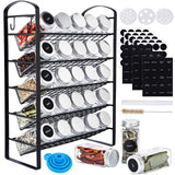 1 x Brand New BAKHK Spice Rack with 25 Glass Spice Jars, Square Spice Jars with 30 Strainers, 120 Waterproof Labels, 1 Paint Brush and 1 White Chalk, Perfect for Storage in Cabinet - RRP €20.4