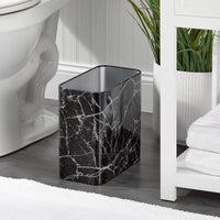 1 x RAW Customer Returns mDesign rectangular trash can compact trash can for bathroom, office and kitchen with enough space for trash metal wastepaper basket black - RRP €25.68