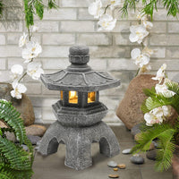 1 x RAW Customer Returns Yeomoo Solar Pagoda Garden Decoration for Outdoors Pagoda Solar Lantern Garden Figures Zen Garden Japanese Decoration for Living Room Balcony Terrace Gifts for Women Mom Waterproof Solar Lamp Garden Gray - RRP €54.99