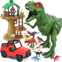 2 x Brand New Tacobear Large Dinosaur Toy Electronic T-Rex with Sounds and Glowing Eyes, Jungle Dino Station Action Figures Dino Figures Jeep, Dinosaur Gift Children Boy 4 5 6-8 Years - RRP €24.2