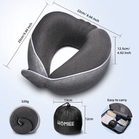 1 x RAW Customer Returns HOMIEE Neck Pillow Airplane Car Travel Pillow Neck Roll Memory Foam Travel Neck Pillow Travel Comfy Ergonomic Neck Support Pillow Orthopedic Pillow Head Pillow Adults New Gray  - RRP €25.99