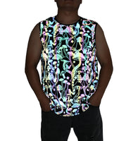 1 x Brand New NewL Men s Rainbow Reflective Mushroom Vest Fashion Tank Top Fluorescent Shirt Casual Nightwear L - RRP €27.6