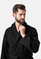 1 x RAW Customer Returns Ladeheid men s terry cloth bathrobe made of 100 cotton waffle piqu LA40-226 black D16 , XL  - RRP €49.99