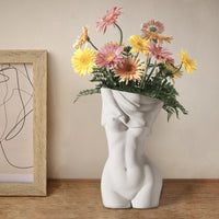 1 x RAW Customer Returns VAYALT Female Body Vase Decorative Vase, Creative Resin Vase Female Form Vase, Sculpture Vase Decorative, Vase White Female Body Aesthetic Decoration, Body Art Bust for Living Room Home Decoration - RRP €25.2