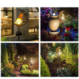 1 x RAW Customer Returns Moon solar lights garden solar lamps for outdoor use, 1 piece garden decoration flower fairy figures waterproof solar light garden decoration elf metal LED post path Christmas decoration lights balcony - RRP €20.16