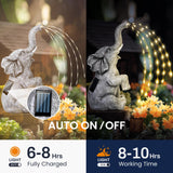 1 x RAW Customer Returns GIGALUMI Upgraded Elephant Statue Garden Decoration True Watering Elephant Figurine Solar Powered LED Lights, Gifts for Women, Birthday Gifts for Women, Elephant Decoration for Patio - RRP €29.59