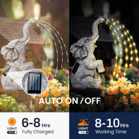 1 x RAW Customer Returns GIGALUMI Upgraded Elephant Statue Garden Decoration True Watering Elephant Figurine Solar Powered LED Lights, Gifts for Women, Birthday Gifts for Women, Elephant Decoration for Patio - RRP €29.59