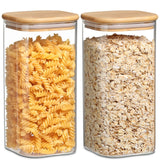 1 x RAW Customer Returns Storage jars with lids Storage containers with airtight bamboo lids for preserving pasta beans coffee rice biscuits nuts Large capacity Transparent storage jars glass 2 pieces 1600ml - RRP €25.38